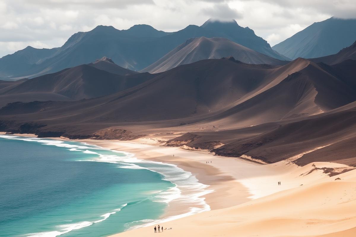 Lang sandstrand og vulkanske bakker på Fuerteventura
