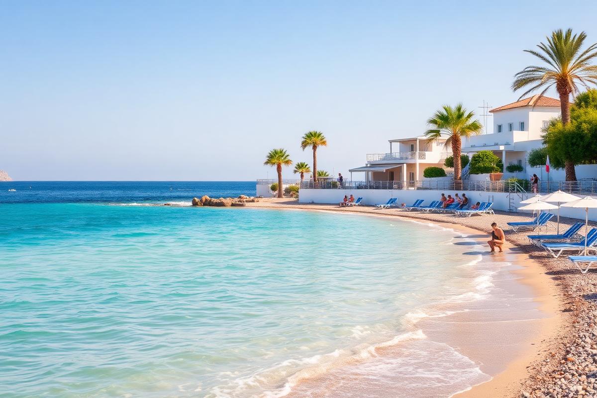 Kystlandskab på Kreta med klart hav, klipper og lav middelhavsbevoksning